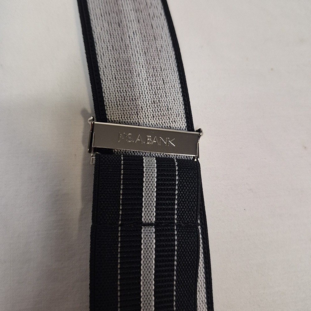 NWOT Jos A Bank Convertible Clip Suspenders Button Braces Black Gray Stripe - Picture 2 of 7